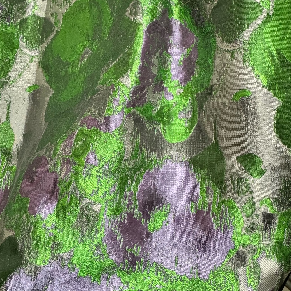 Green and Purple Floral Sleeveless Jaquard Dress - Picture 11 of 12